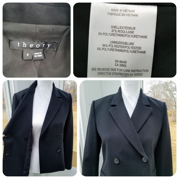 Theory Sakrino Black Wool Notch Lapel Blazer - Picture 6 of 8